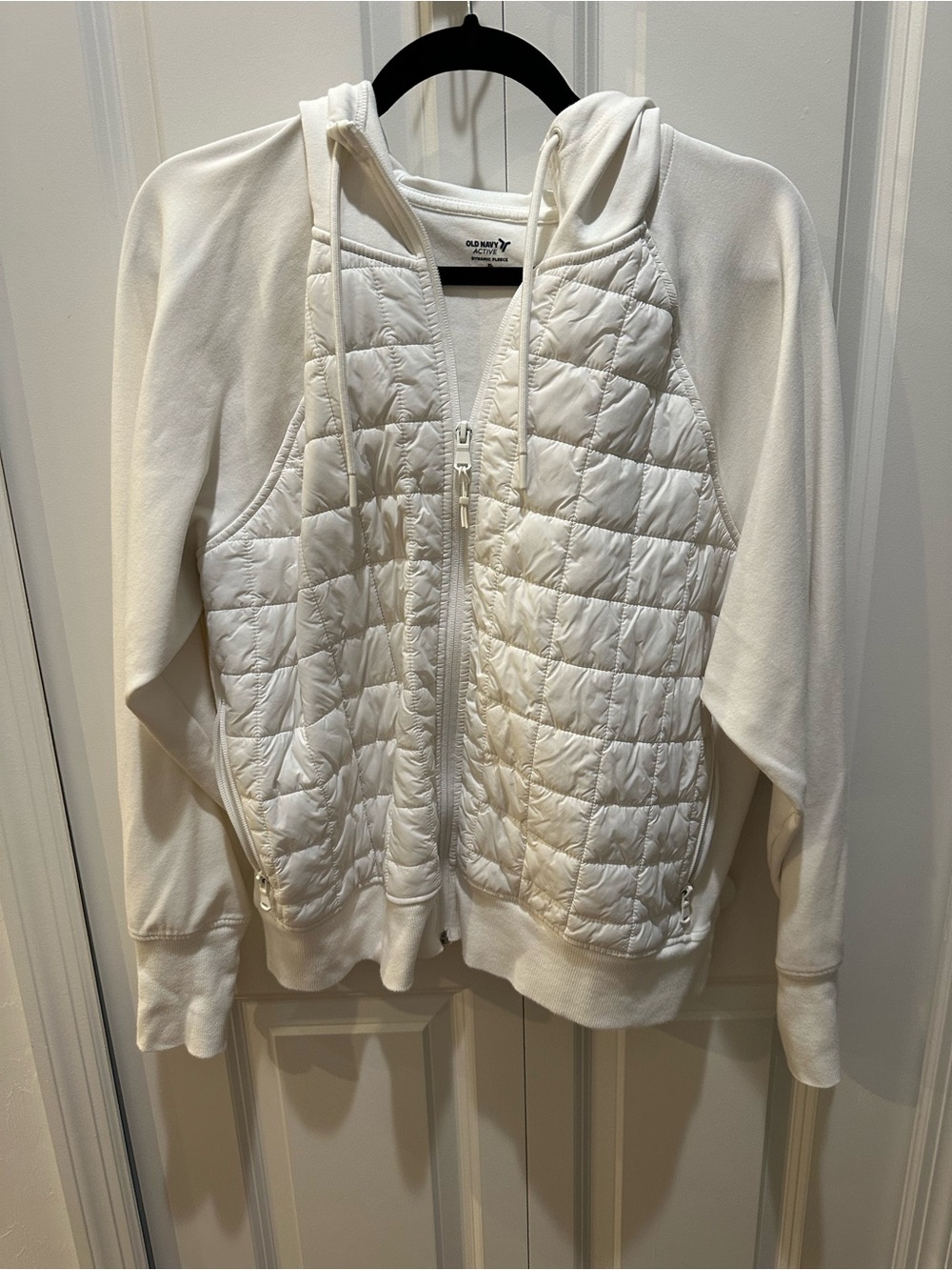 Old Navy Active Women's White Quilted Hybrid Hoodie Jacket